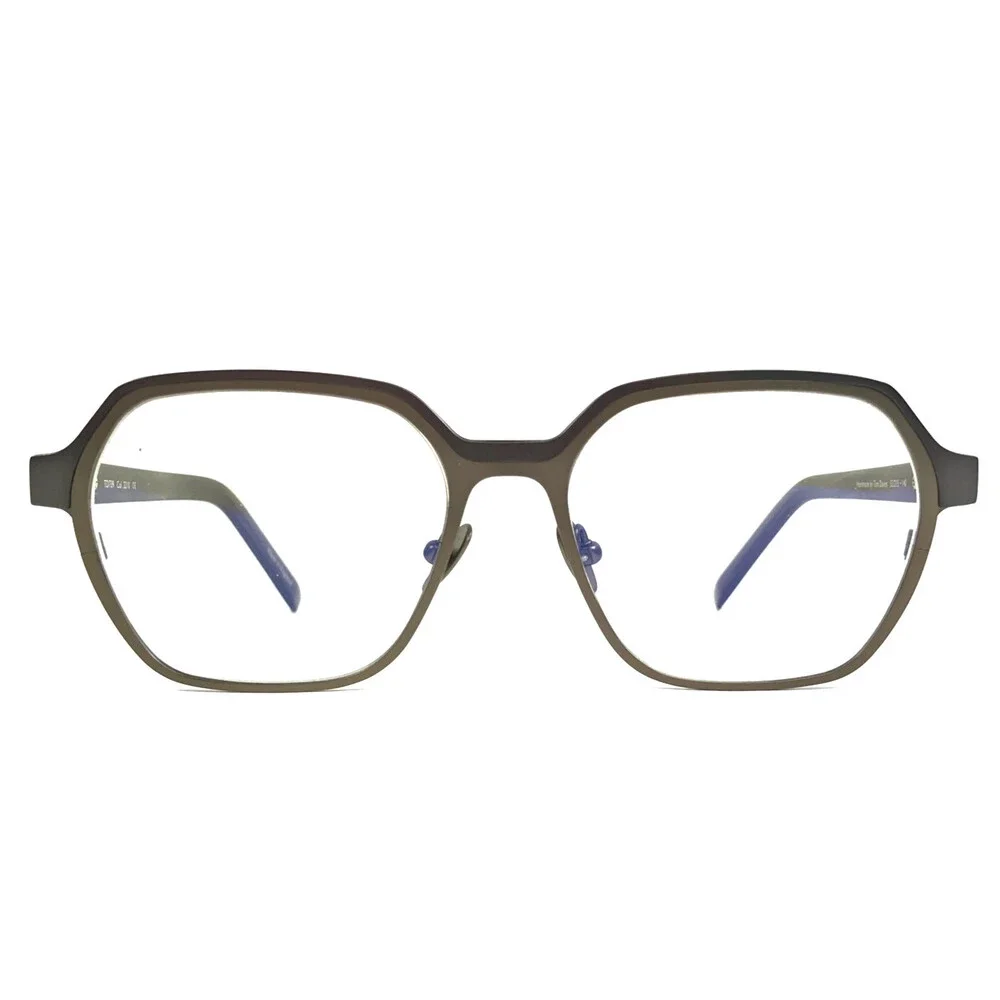 Tom Davies Eyeglasses Frames TD739 Col. 2210 Matte Brown Gray Hexagon 52-15-140